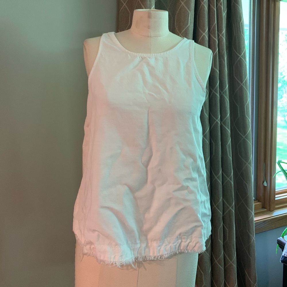 White distressed denim tank